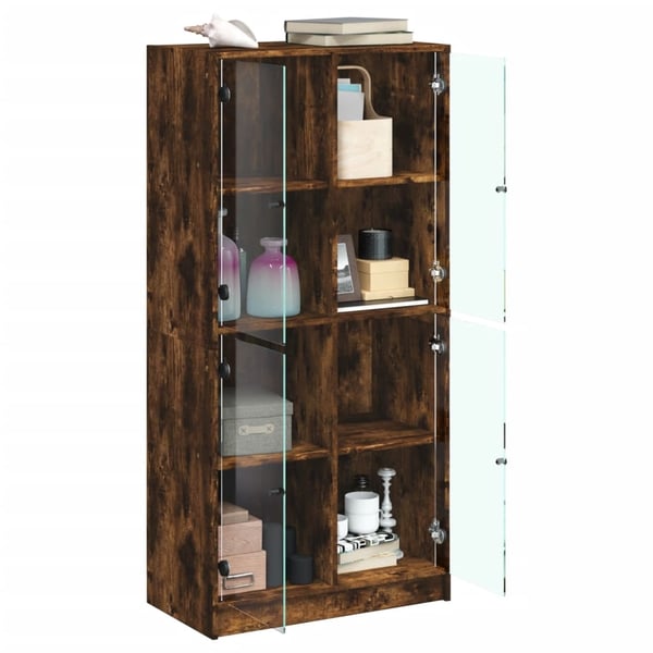 vidaXL Highboard med dører røkt eik 68x37x142 cm konstruert tre