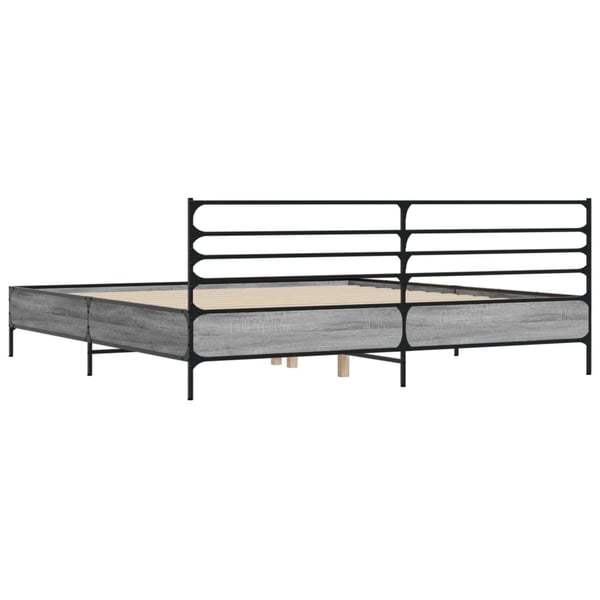 vidaXL Sengeramme grå sonoma 200x200 cm konstruert tre og metall