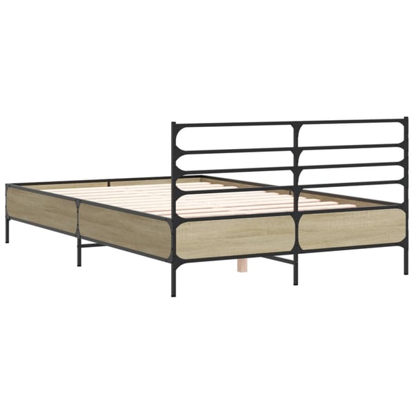 vidaXL Sengeramme sonoma eik 120x200 cm konstruert tre og metall