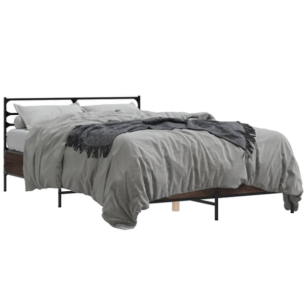 vidaXL Sengeramme brun eik 140x200 cm konstruert tre og metall
