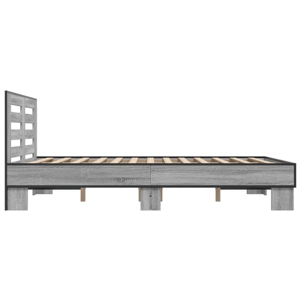 vidaXL Sengeramme grå sonoma 120x200 cm konstruert tre og metall