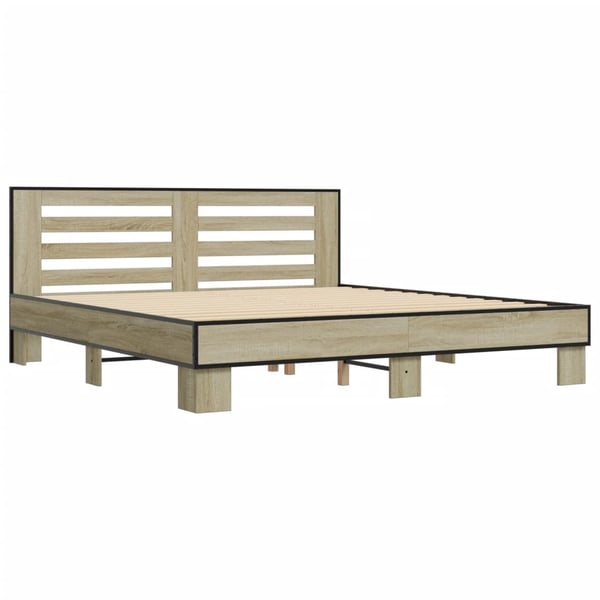vidaXL Sengeramme sonoma eik 200x200 cm konstruert tre og metall