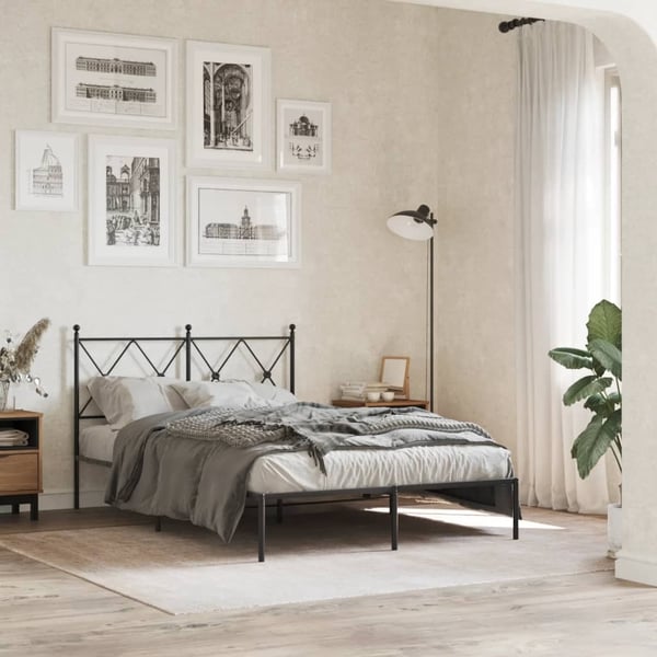 vidaXL sengeramme med sengegavl 120x200 cm metal sort