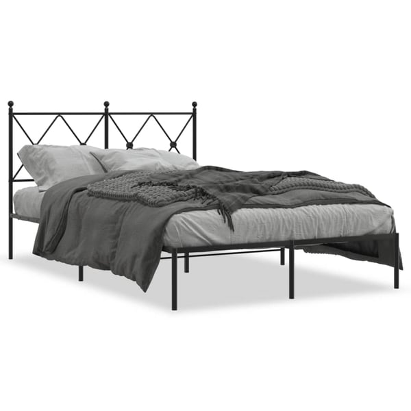 vidaXL sengeramme med sengegavl 120x200 cm metal sort