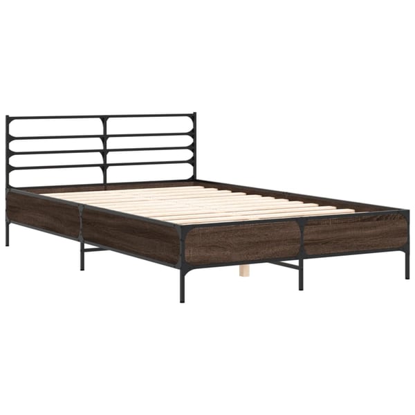 vidaXL Sengeramme brun eik 140x190 cm konstruert tre og metall