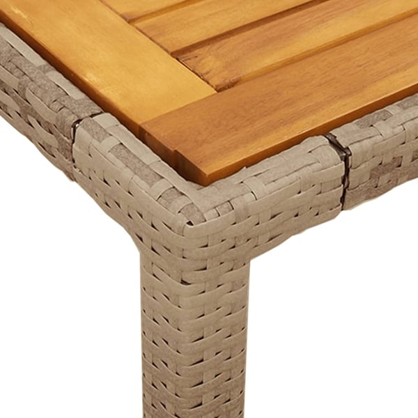 vidaXL spisebordssæt til haven 7dele m. hynder polyrattan akacie beige