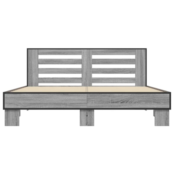 vidaXL Sengeramme grå sonoma 150x200 cm konstruert tre og metall