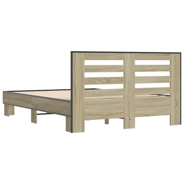 vidaXL Sengeramme sonoma eik 140x190 cm konstruert tre og metall