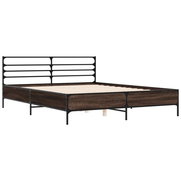 vidaXL sengestel 160x200cm konstrueret træ og metal røget egetræsfarve