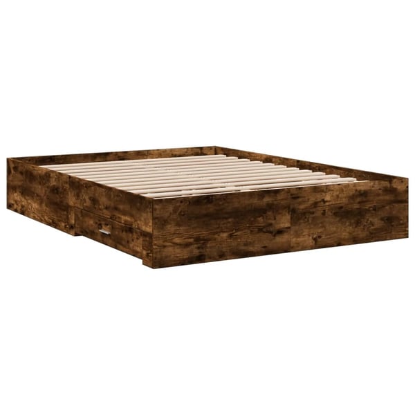 vidaXL Sengeramme med skuffer røkt eik 140x200 cm konstruert tre