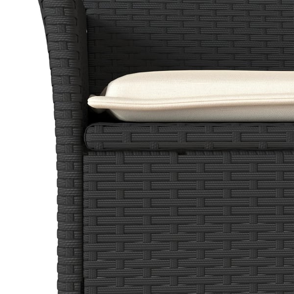 vidaXL spisebordssæt til haven 3dele m. hynder polyrattan og glas sort