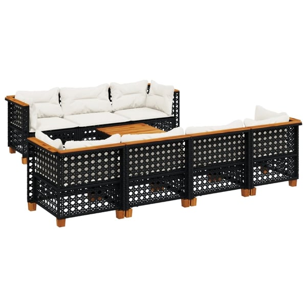 vidaXL sofasæt til haven 8 dele med hynder polyrattan sort