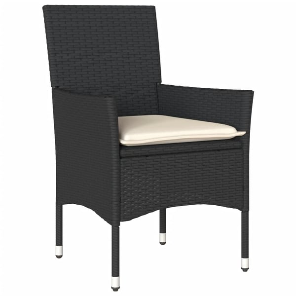 vidaXL spisebordssæt til haven 5dele m. hynder polyrattan og glas sort