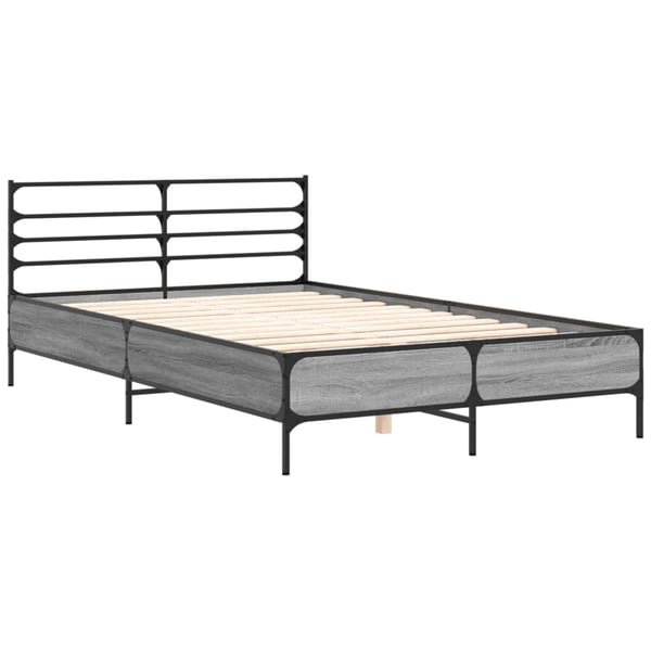vidaXL Sengeramme grå sonoma 140x200 cm konstruert tre og metall