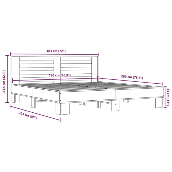 vidaXL Sengeramme svart 180x200 cm konstruert tre og metall