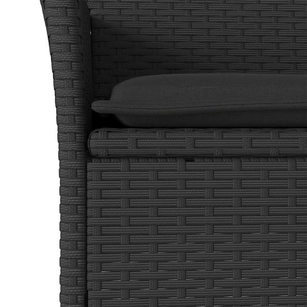 vidaXL spisebordssæt til haven 5dele m. hynder polyrattan og glas sort