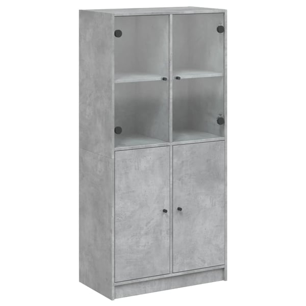 vidaXL Highboard med dører betonggrå 68x37x142 cm konstruert tre