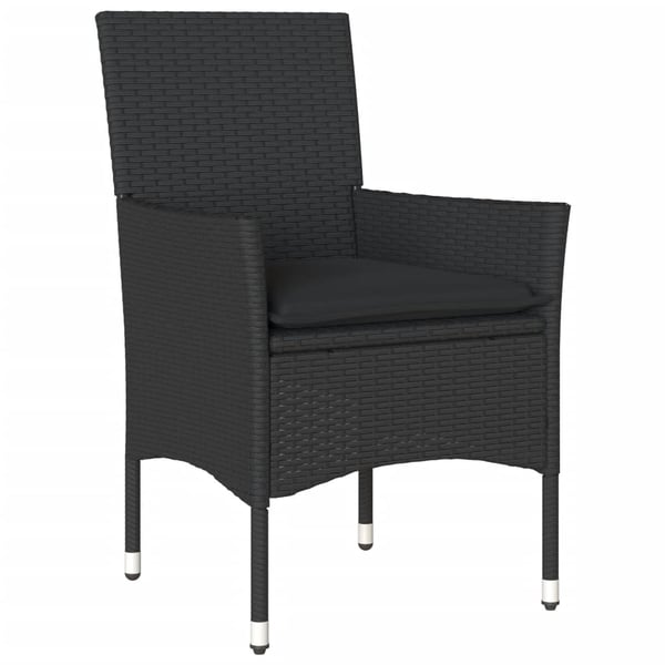 vidaXL spisebordssæt til haven 7dele m. hynder polyrattan og glas sort