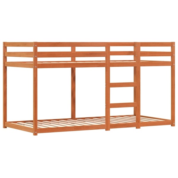 vidaXL Køyeseng for barn gardiner hvit og svart 80x200 cm heltre furu