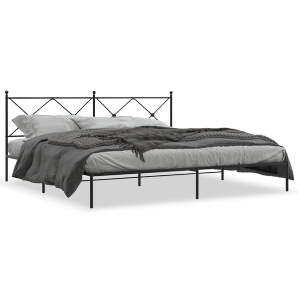 vidaXL sengeramme med sengegavl 193x203 cm metal sort