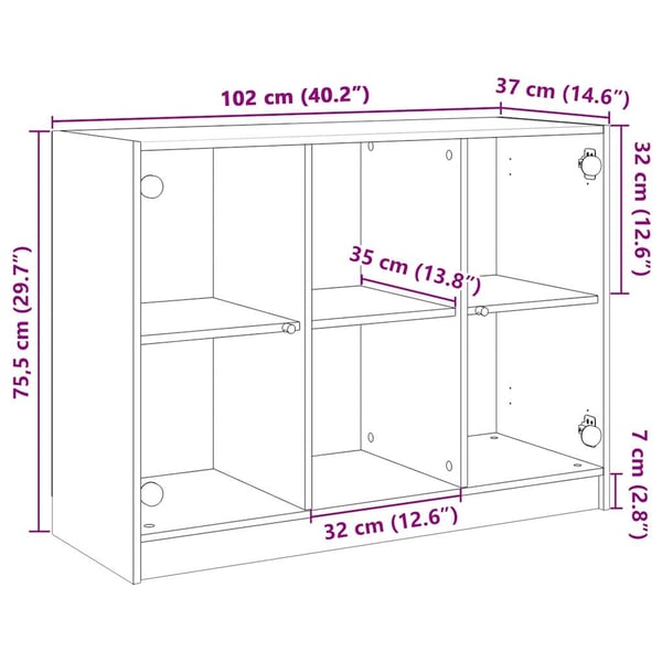 vidaXL Skjenk betonggrå 102x37x75,5 cm konstruert tre