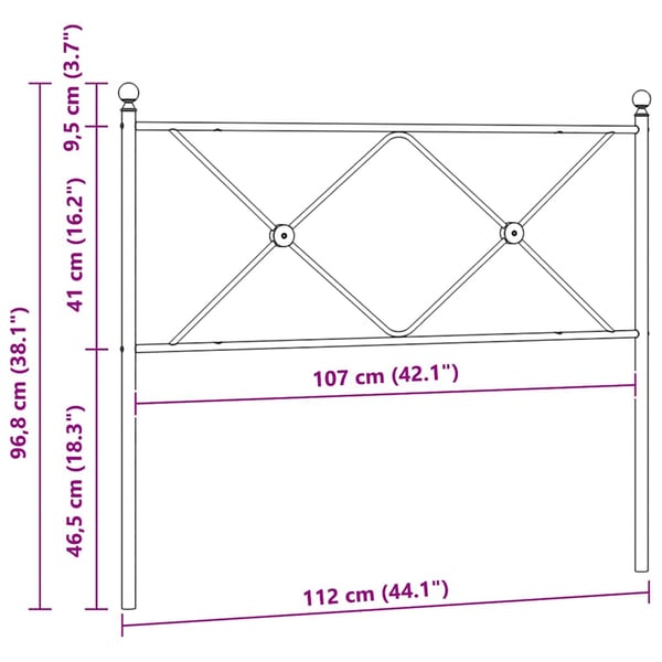 vidaXL udskiftningsgavl 107 cm metal sort