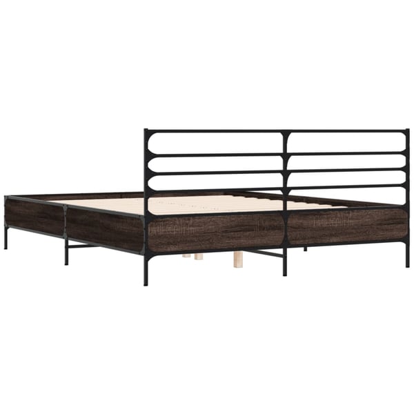 vidaXL Sengeramme røkt eik 150x200 cm konstruert tre og metall