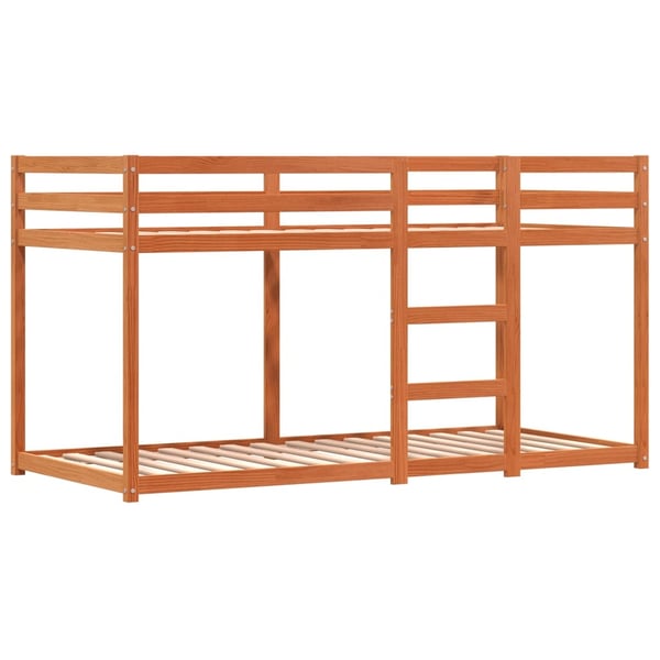vidaXL Køyeseng med gardiner hvit og svart 90x190 cm heltre furu