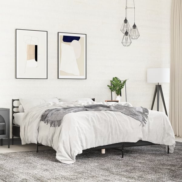 vidaXL Sengeramme svart 150x200 cm konstruert tre og metall