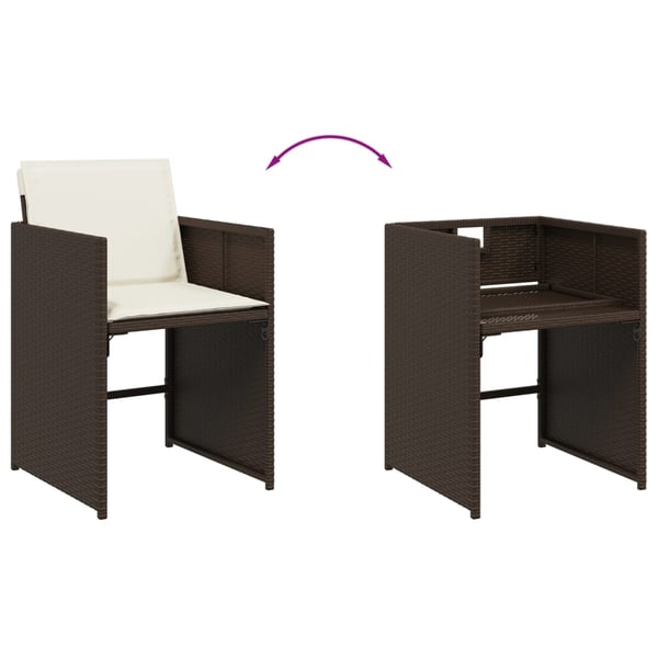 vidaXL havestole 4 stk. med hynder polyrattan brun
