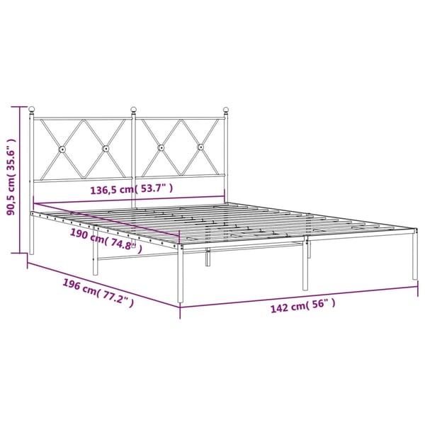 vidaXL Sengeramme i metall med hodegavl svart 135x190 cm