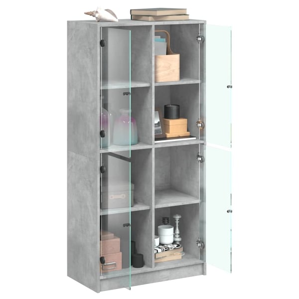 vidaXL Highboard med dører betonggrå 68x37x142 cm konstruert tre