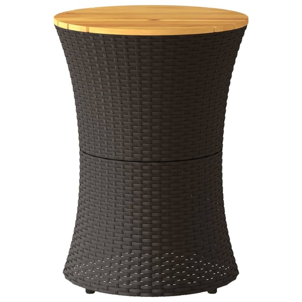 vidaXL sidebord trommeformet polyrattan og massivt træ sort