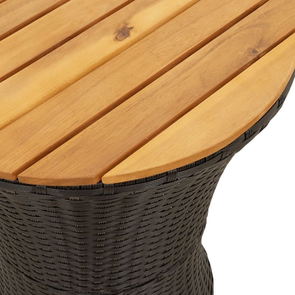 vidaXL sidebord trommeformet polyrattan og massivt træ sort