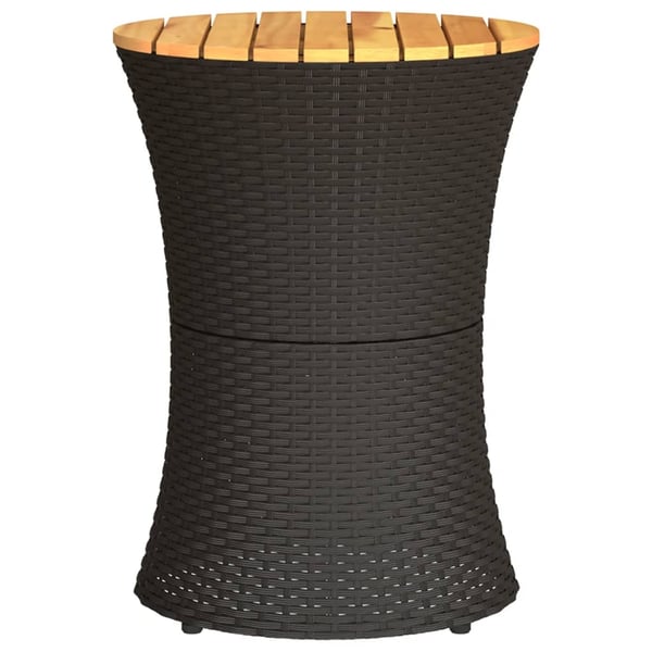 vidaXL sidebord trommeformet polyrattan og massivt træ sort