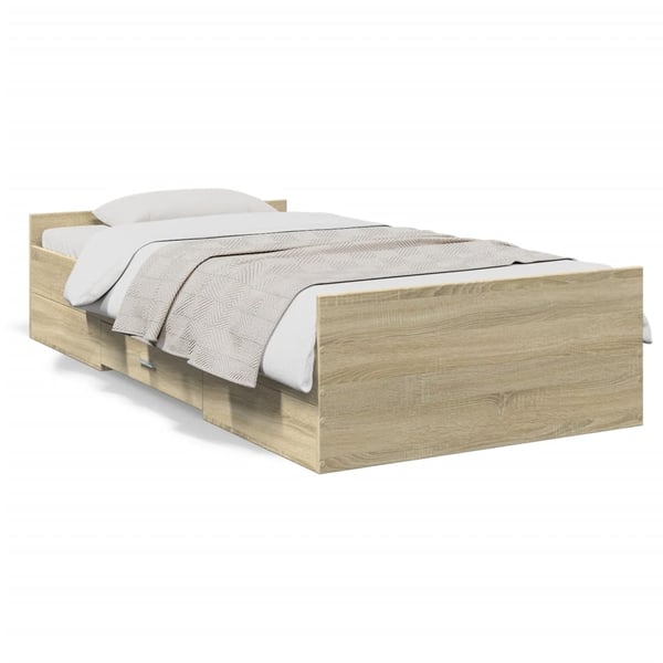 vidaXL sengeramme med skuffer 90x190 cm konstrueret træ sonoma-eg