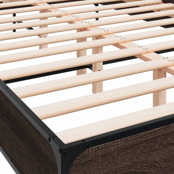 vidaXL sengestel 160x200 cm konstrueret træ og metal brun egetræ