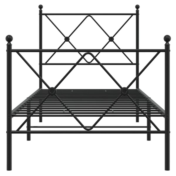vidaXL Sengeramme i metall med hode- og fotgavl svart 75x190 cm
