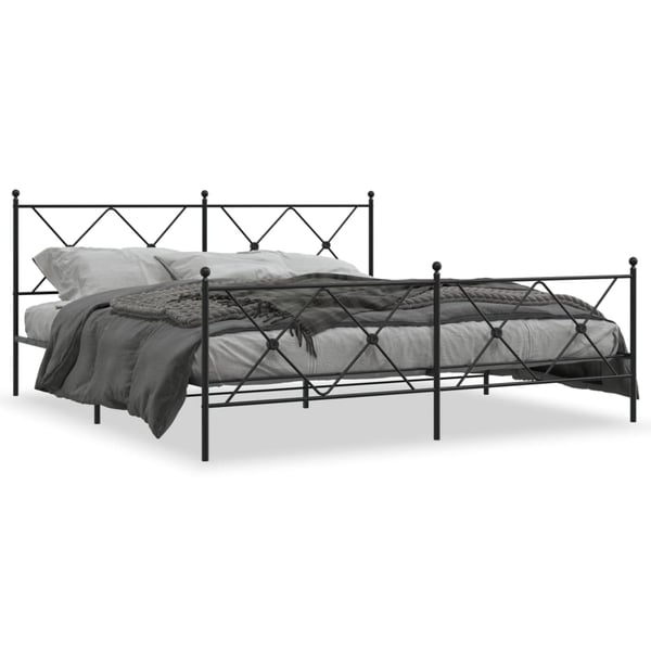 vidaXL Sengeramme i metall med hode- og fotgavl svart 183x213 cm