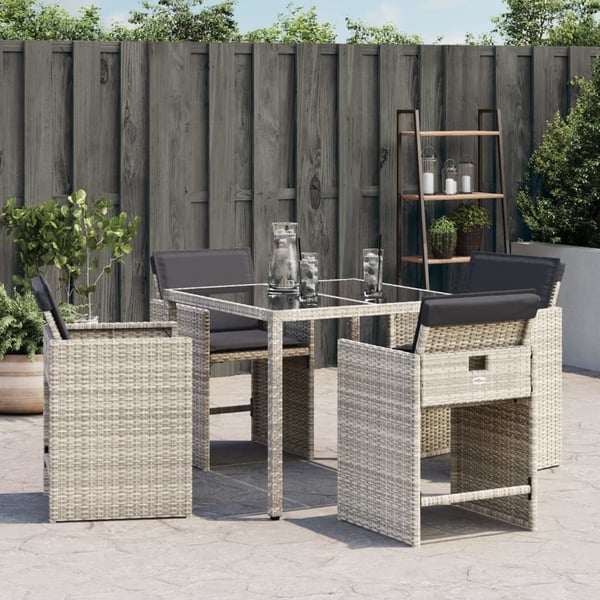 vidaXL havestole 4 stk. med hynder polyrattan lysegrå