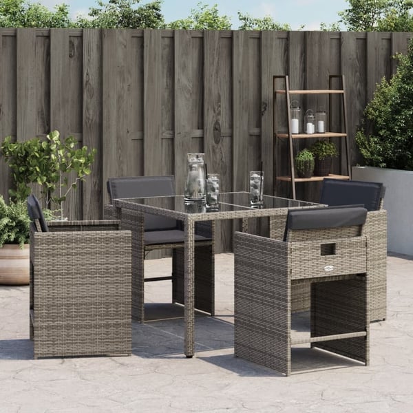 vidaXL havestole med hynder 4 stk. polyrattan grå
