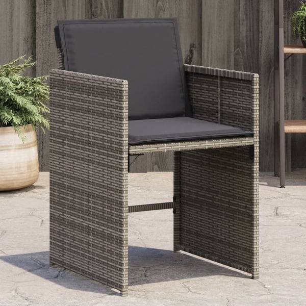 vidaXL havestole med hynder 4 stk. polyrattan grå