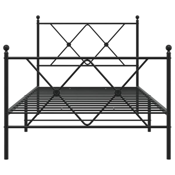 vidaXL Sengeramme i metall med hode- og fotgavl svart 90x200 cm