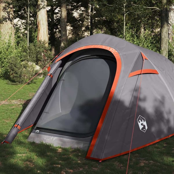 vidaXL Tunneltelt for camping 3 personer grå og oransje vanntett