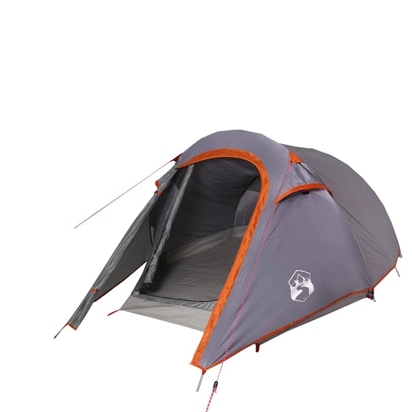 vidaXL Tunneltelt for camping 3 personer grå og oransje vanntett