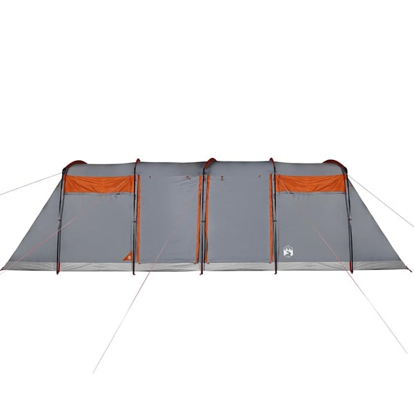 vidaXL Tunneltelt for camping 8 personer grå og oransje vanntett