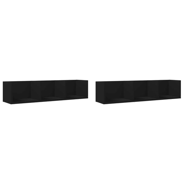 vidaXL Seinäkaapit 2 kpl musta 75x18x16,5 cm tekninen puu