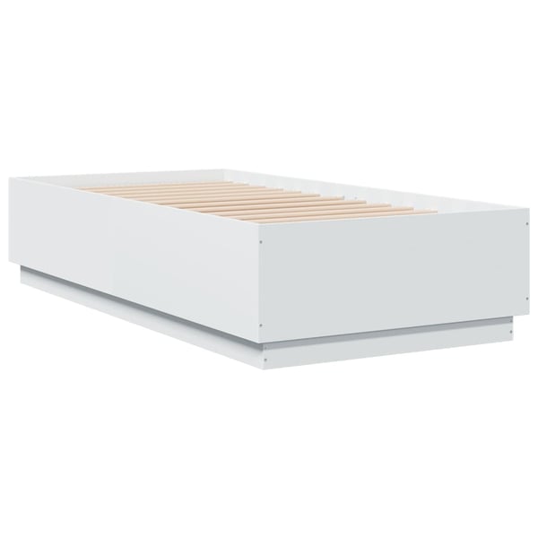 vidaXL Sengeramme med LED-lys hvit 90x190 cm konstruert tre