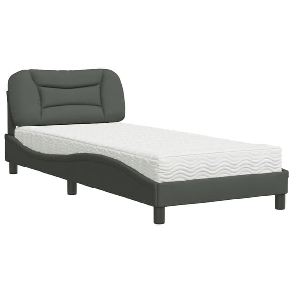vidaXL seng med madras Hvar 90x190 cm stof mørkegrå
