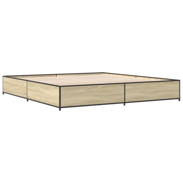 vidaXL Sengeramme sonoma eik 200x200 cm konstruert tre og metall